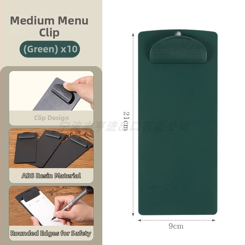 Plastikinis meniu laikiklis su 6 skylėmis užpakalyje, skirtas A5 popieriui, spaustuko dydis 9