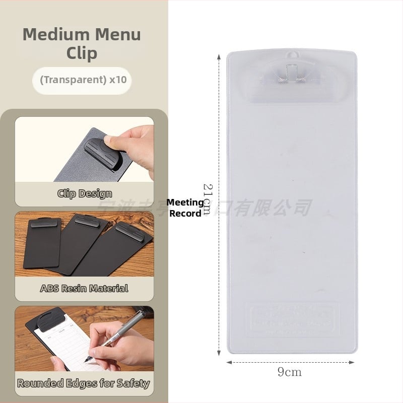 Plastikinis meniu laikiklis su 6 skylėmis užpakalyje, skirtas A5 popieriui, spaustuko dydis 9