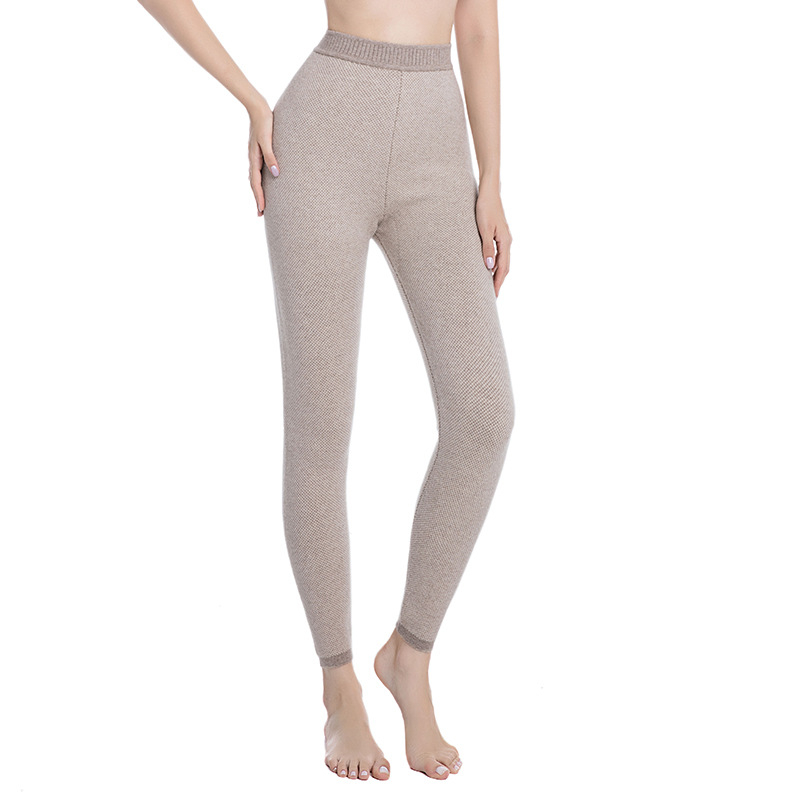 Unisex hlače od vune i kašmira, debele, visok pojas, tople zimske hlače s džakardom; sastav: 45% vuna, 5% kašmir, 30% poliester, 20% druge; debljina 351-400 g/m2