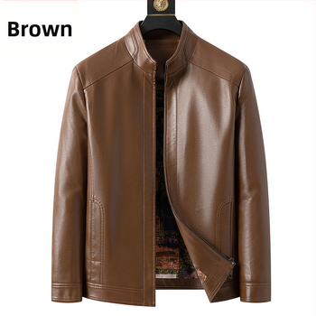 Férfi PU bőrdzseki, stand-up gallérral, lazább szabás, fleece bélés