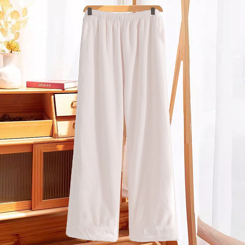 Fleece-béléssel ellátott, széles szabású nadrág csíkos mintával, természetes derékrész, tél 2025