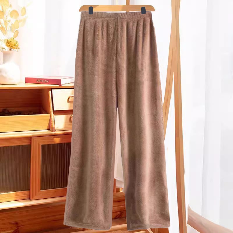 Fleece-béléssel ellátott, széles szabású nadrág csíkos mintával, természetes derékrész, tél 2025