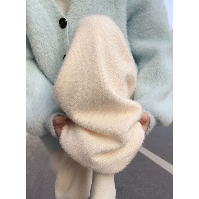 Pantaloni largi pentru femei, căptușiți cu Mink Velvet, tricot, talie înaltă, iarnă 2025