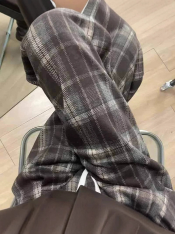 Ženske karirane casual široke hlače, jesen-zima, za malu visinu 145 cm, kratka duljina, visokim strukom, vizualno produljuju noge