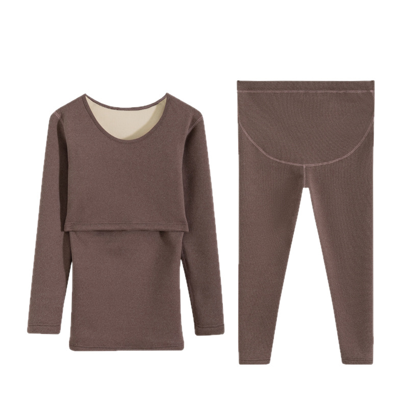 Māmiņām paredzēts termālais apģērbu komplekts ar flisa odeli, garas piedurknes, zīdīšanas piekļuve, poliestera/elastāna maisījums.