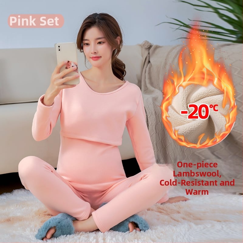 Māmiņām paredzēts termālais apģērbu komplekts ar flisa odeli, garas piedurknes, zīdīšanas piekļuve, poliestera/elastāna maisījums.