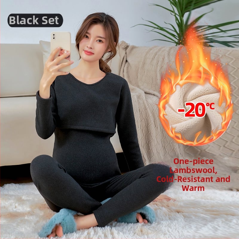 Māmiņām paredzēts termālais apģērbu komplekts ar flisa odeli, garas piedurknes, zīdīšanas piekļuve, poliestera/elastāna maisījums.