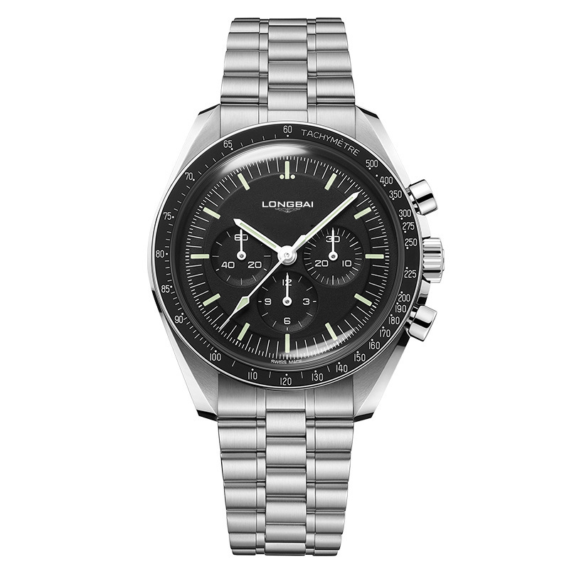 Ceas quartz pentru bărbați - cadran luminos, fereastră transparentă, curea din oțel inoxidabil, rezistență la apă 30M