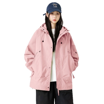 Дамско яке с качулка от полиестер, тънко, средна дължина, цип, градски стил