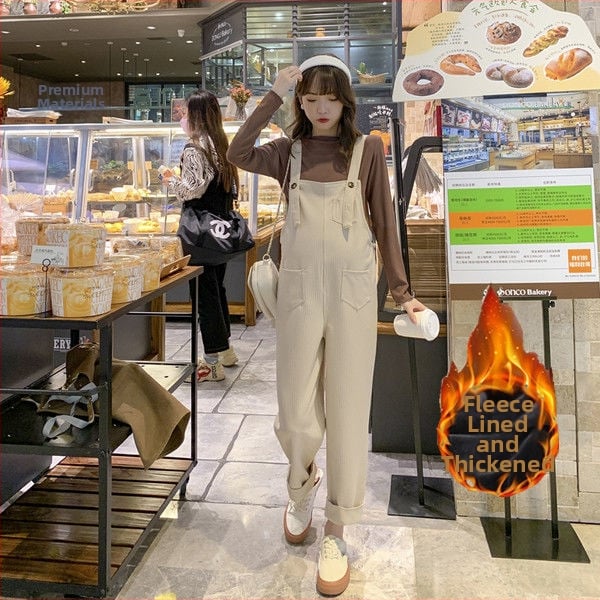 Grūtniecības overalls ar flīsa iekšējo oderi, brīvs piegriezums, vēdera atbalsts, viskozes šķiedra 30–50%, 2025 izdevums