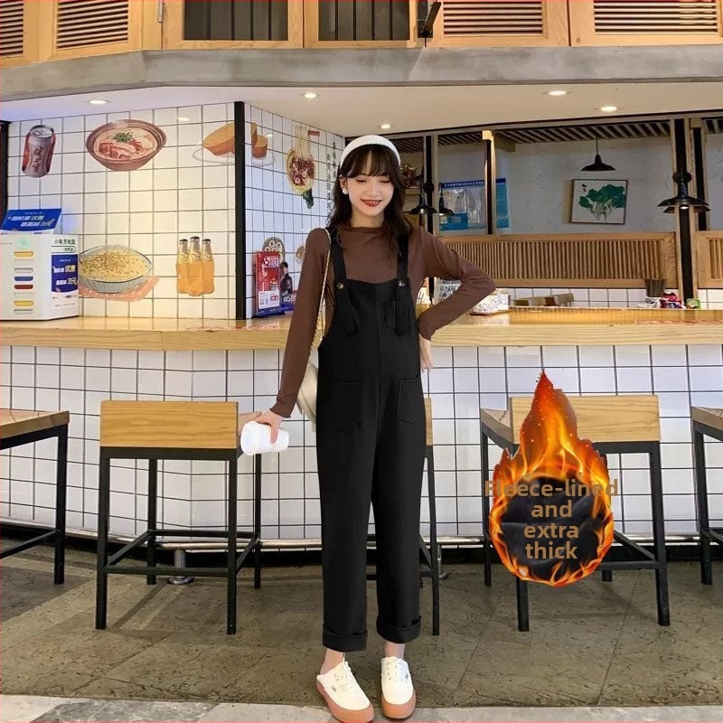 Grūtniecības overalls ar flīsa iekšējo oderi, brīvs piegriezums, vēdera atbalsts, viskozes šķiedra 30–50%, 2025 izdevums