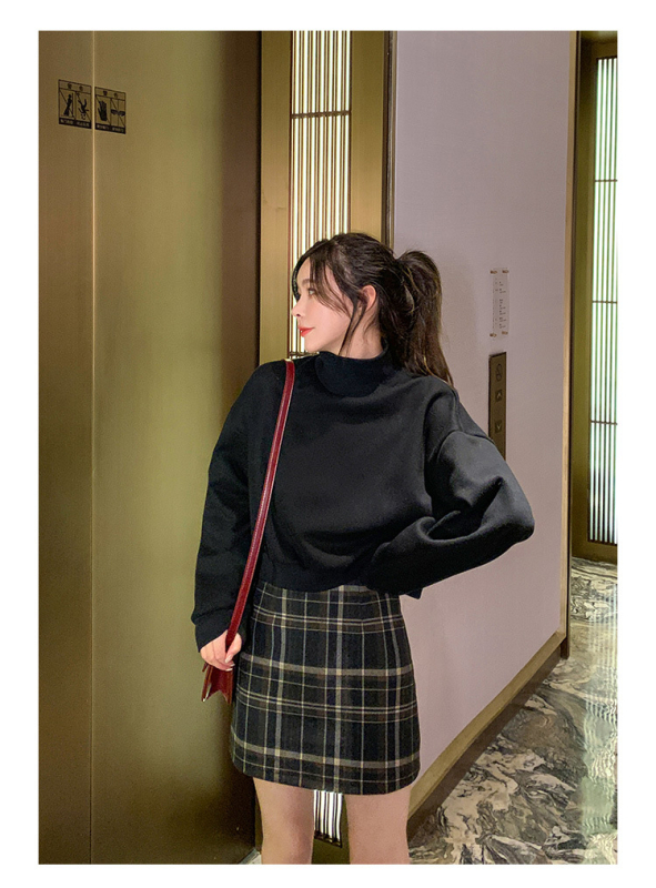 Damski pulover slobodnog kroja s poluvoim ovratnikom, fleece podstava za toplinu, više od 95% pamuka, kratki model