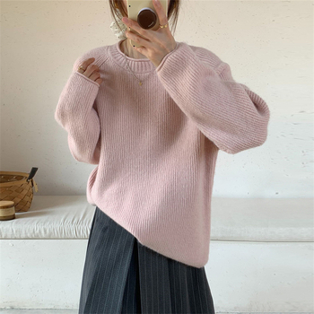 Kötött pulóver kerek nyakkal, hosszú ujjú, Spandex-kötött anyag — őszi 2025