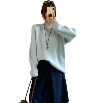 Kötött pulóver kerek nyakkal, hosszú ujjú, Spandex-kötött anyag — őszi 2025