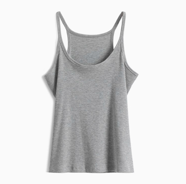 Bez piedurknēm top ar U kaklu un ribveida siksniņām, I-siluetes veste slāņošanai, standarta garums, vienkrāsains poliestera 70–80%.