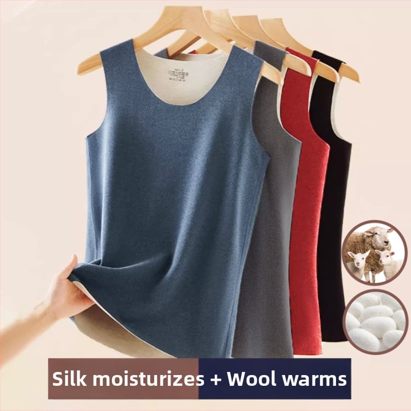 Topli vuneni svilenkasti prsluk, dvostruki melirani materijal, fleece podstava, okrugli ovratnik, debeli materijal 201-250 g/m², 90-95% poliestera.