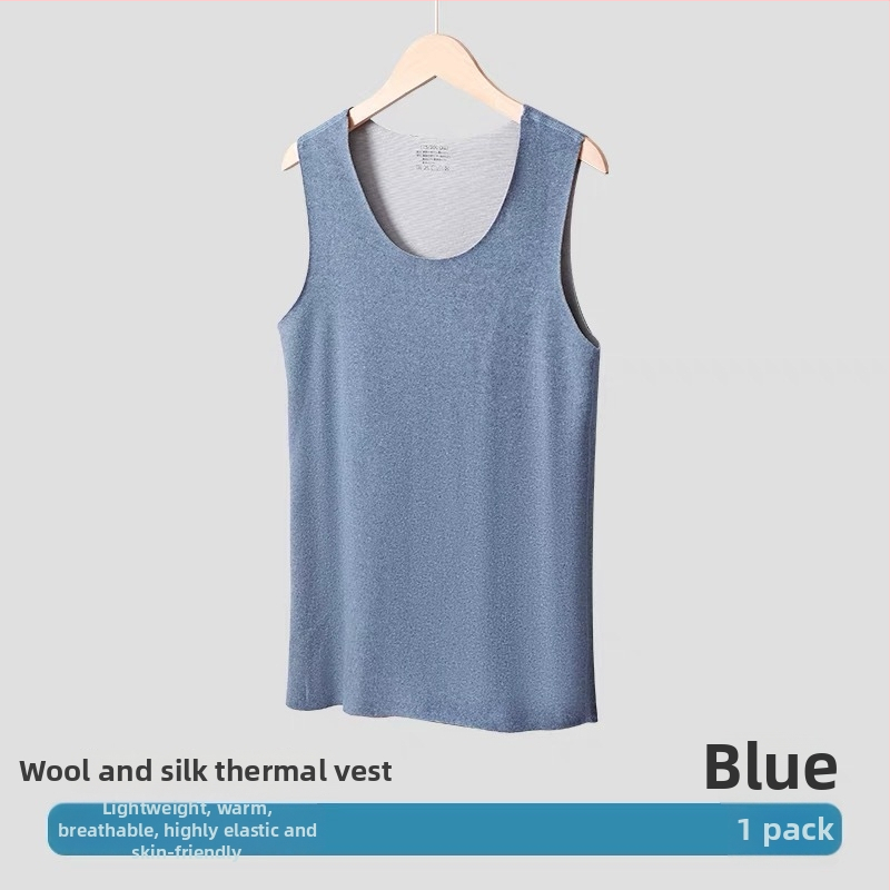 Topli vuneni svilenkasti prsluk, dvostruki melirani materijal, fleece podstava, okrugli ovratnik, debeli materijal 201-250 g/m², 90-95% poliestera.