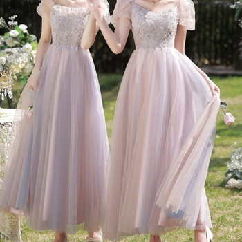 Jaunavedės suknelė, organza su triacetatu, aukštas liemuo, ilgas kirpimas, trumpomis rankovėmis