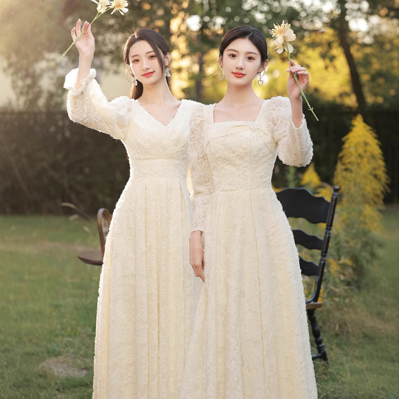 Koszorúslányruha, hosszú ujjú, poliészter, női fazon, ősz 2022