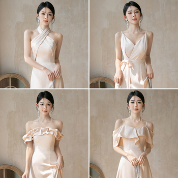 Rochie de domnișoară de onoare fără mâneci, broderie, material din fibre acrilice, primăvara 2024