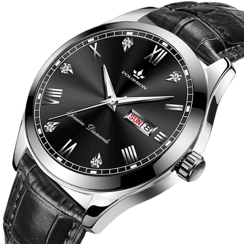 Ceas bărbătesc cu cadran mare, mișcare cuarț, rezistență la apă 30M, afișaj luminos, calendar