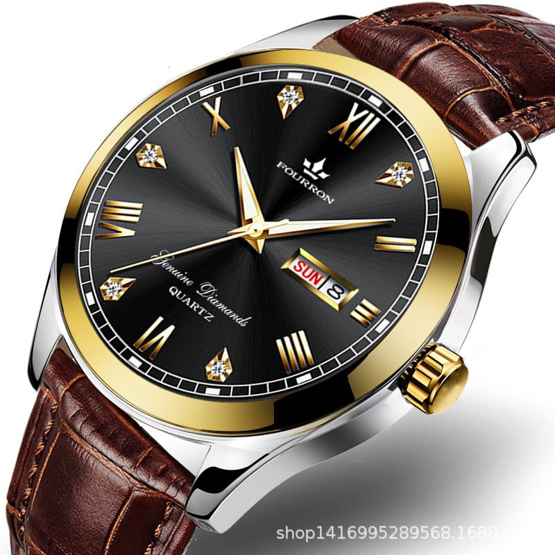 Ceas bărbătesc cu cadran mare, mișcare cuarț, rezistență la apă 30M, afișaj luminos, calendar