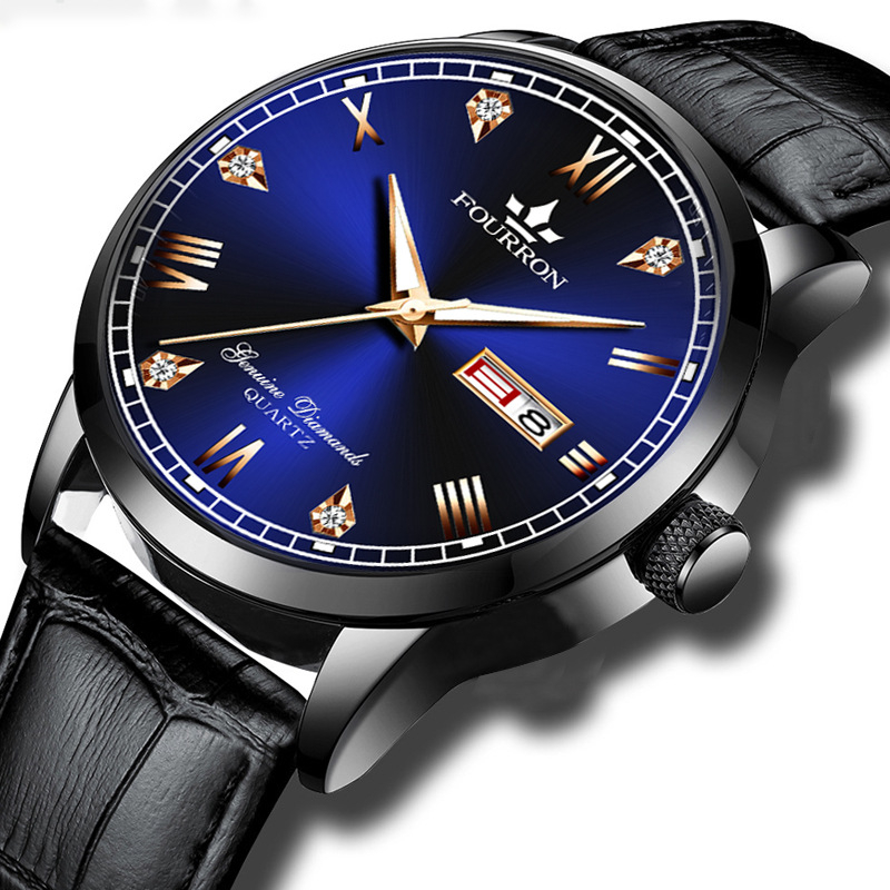 Ceas bărbătesc cu cadran mare, mișcare cuarț, rezistență la apă 30M, afișaj luminos, calendar