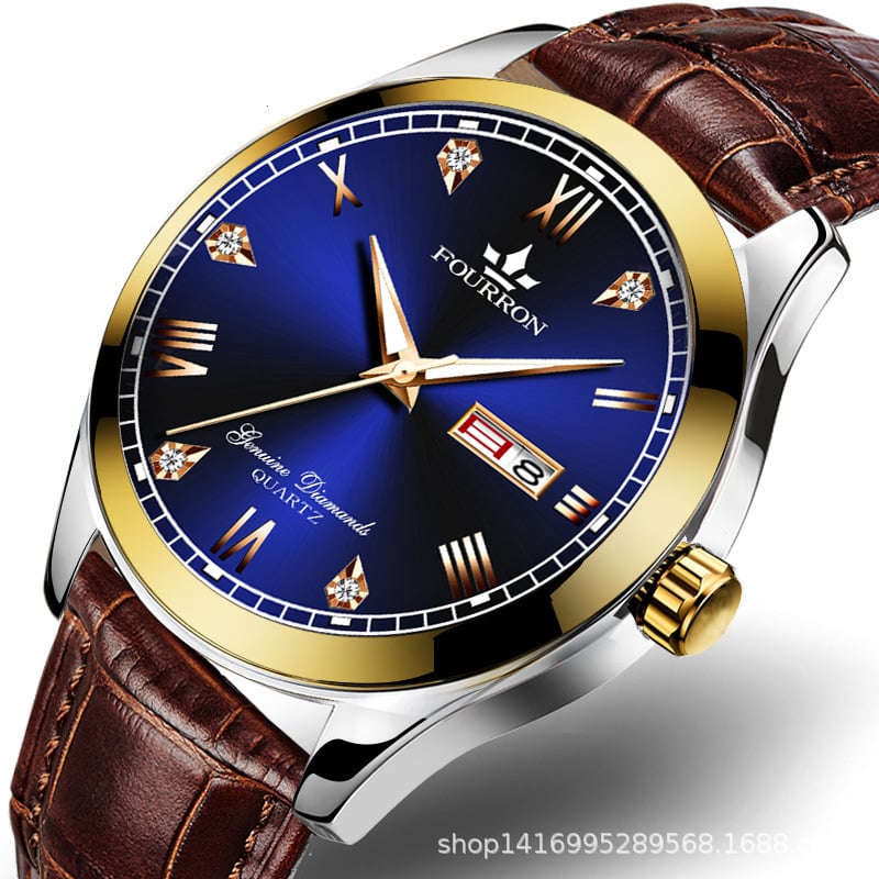 Ceas bărbătesc cu cadran mare, mișcare cuarț, rezistență la apă 30M, afișaj luminos, calendar