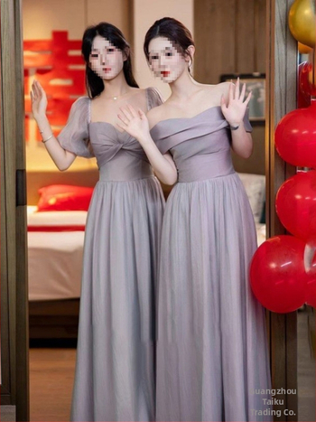 Pruutneitside kleit – A-liiniline lõige, U-kaelus, pikk kleit, satiin 395