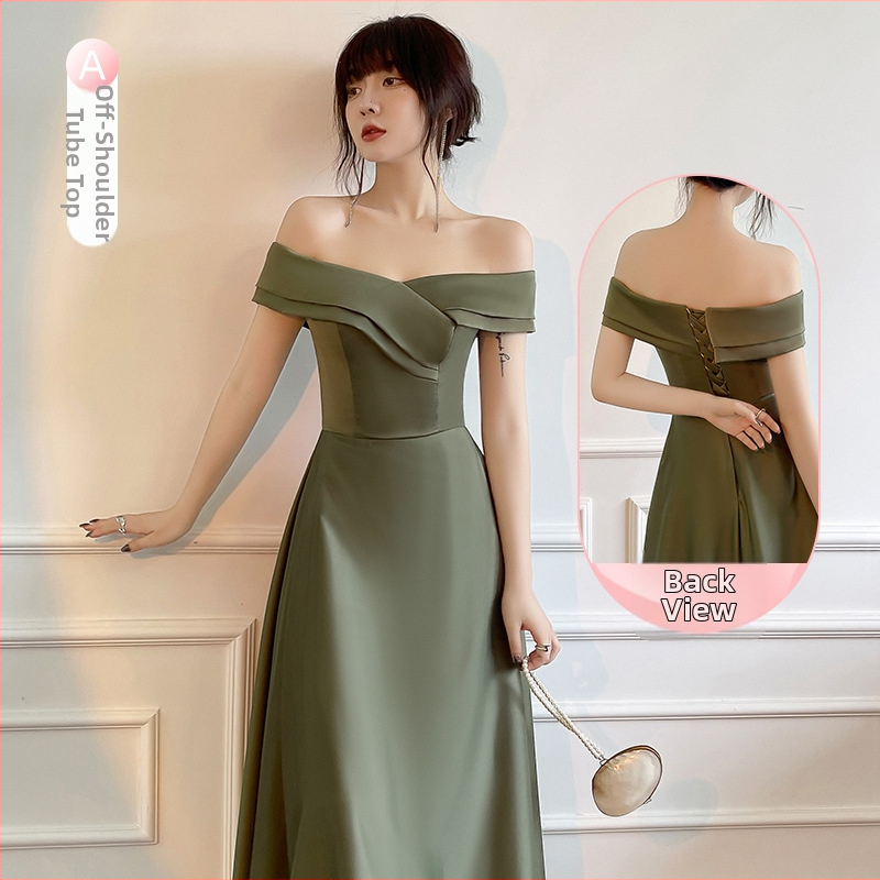 Satinoji suknelė nuotakos draugei, ilga, princesės stiliaus, siaura liemenė, poliesterio satinas