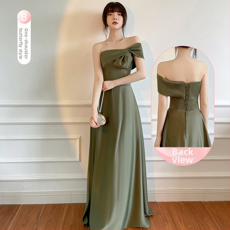 Satinoji suknelė nuotakos draugei, ilga, princesės stiliaus, siaura liemenė, poliesterio satinas