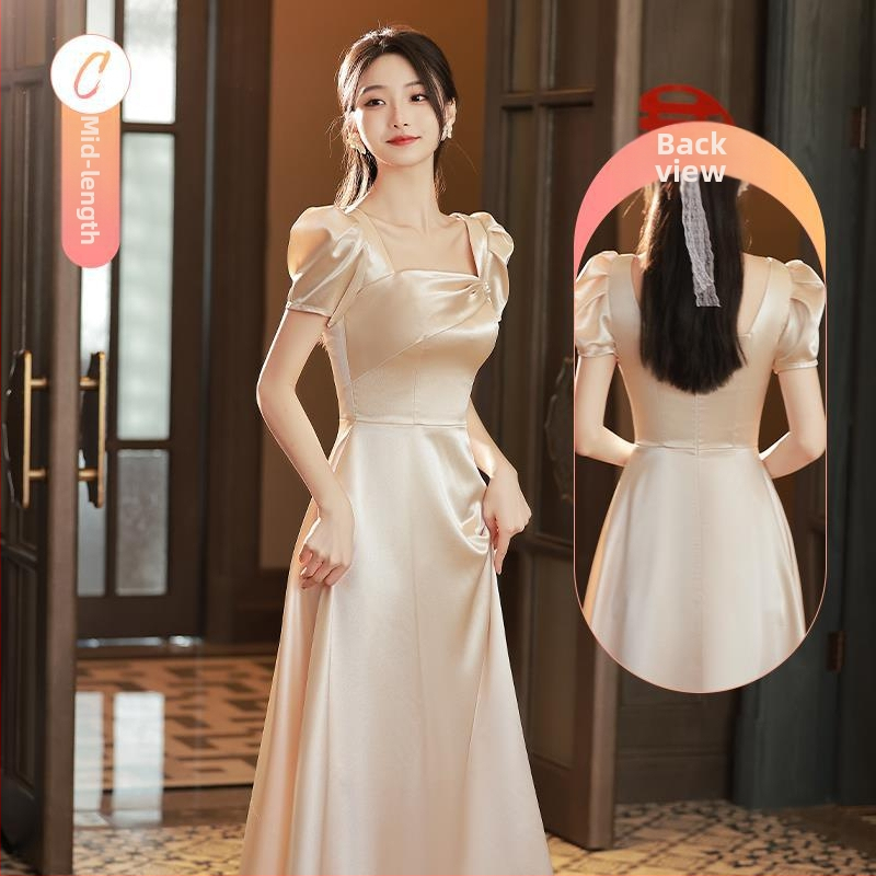 Pamergos suknelė satino, vasara 2022, pagrindinis audinys poliesteris 70–80%, antrasis audinys ≤30%, aukštos klasės