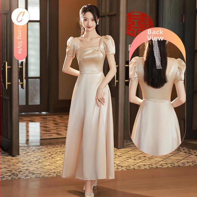 Pamergos suknelė satino, vasara 2022, pagrindinis audinys poliesteris 70–80%, antrasis audinys ≤30%, aukštos klasės