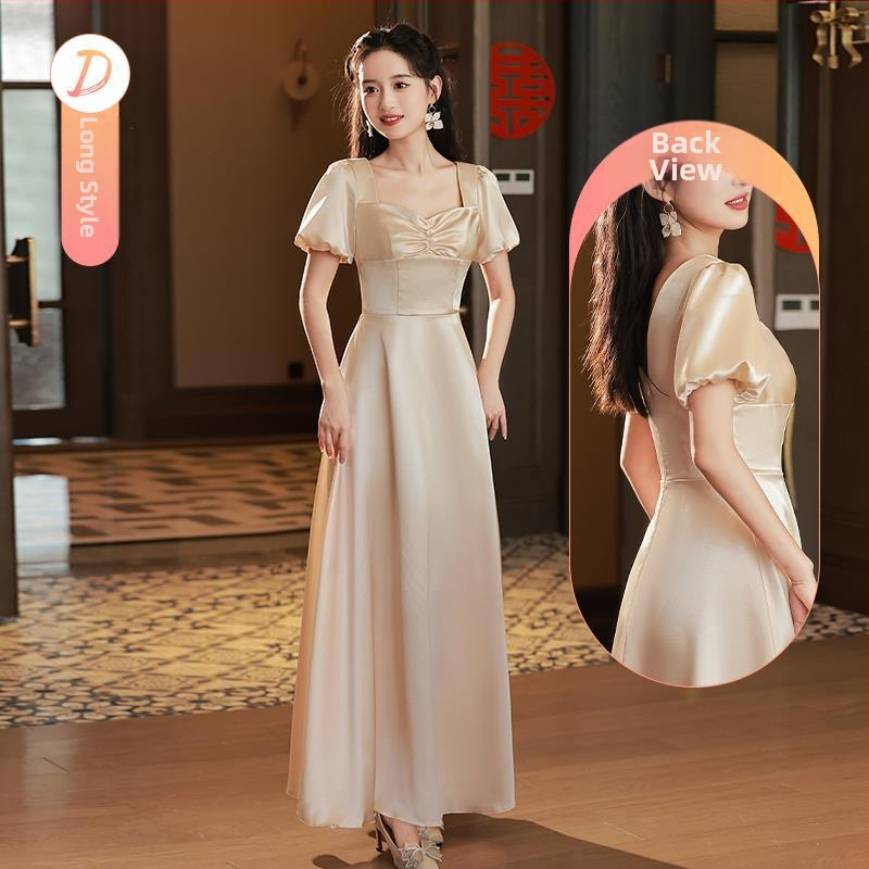 Pamergos suknelė satino, vasara 2022, pagrindinis audinys poliesteris 70–80%, antrasis audinys ≤30%, aukštos klasės