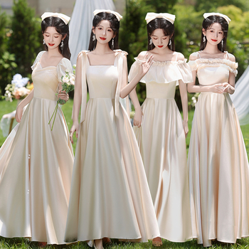 Prantsuse stiilis pruutneitside kleit, A-liin, ühe õla, mini pikkus, polüester, 2024. aasta sügis