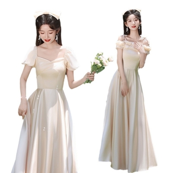 Prantsuse stiilis pruutneitside kleit, A-liin, ühe õla, mini pikkus, polüester, 2024. aasta sügis