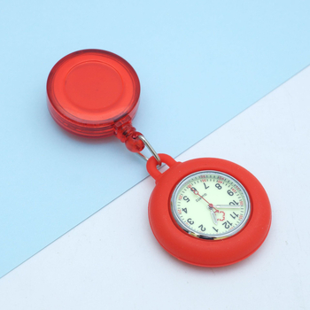 Ceas de buzunar cu cadran luminos, mecanism quartz, carcasă și curea din silicon, coroană spirală