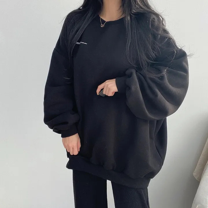 Pulover din bumbac cu imprimare text, croială lejeră, lungime medie, guler rotund, lansare vară 2024