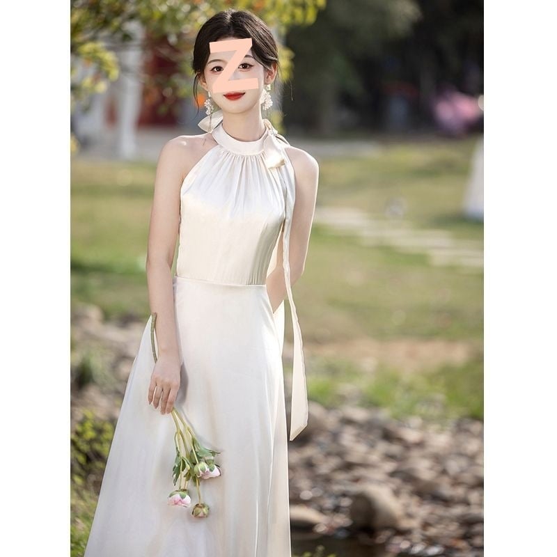 Koszorúslány ruha, Chenille és Spandex keverék, ujjatlan, hosszú ruha, tavasz 2025