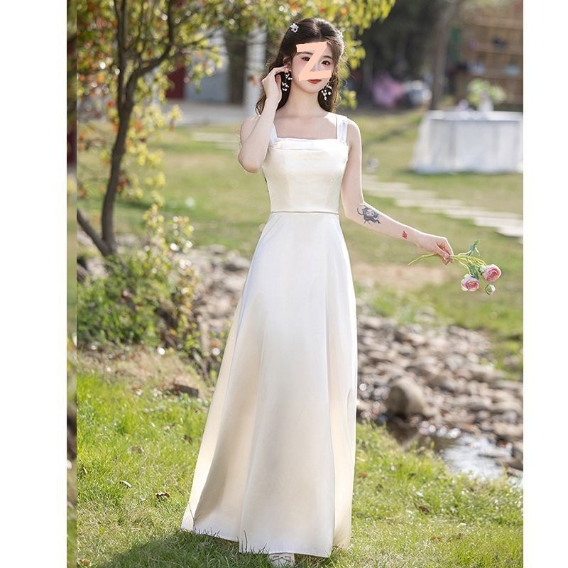 Koszorúslány ruha, Chenille és Spandex keverék, ujjatlan, hosszú ruha, tavasz 2025