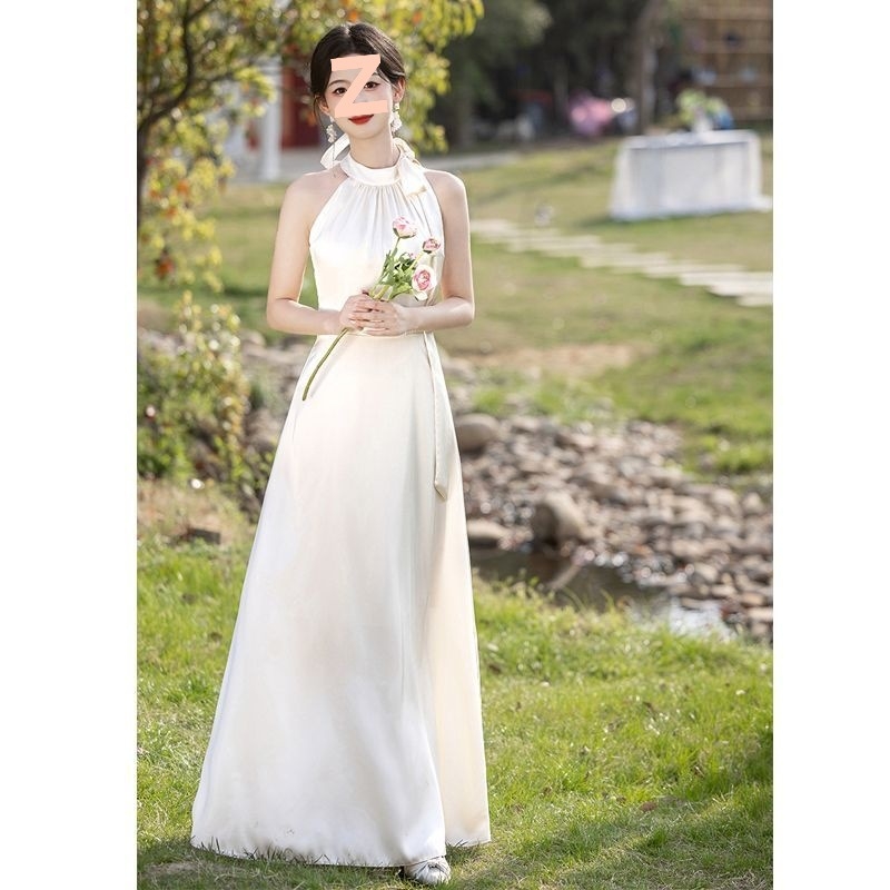 Koszorúslány ruha, Chenille és Spandex keverék, ujjatlan, hosszú ruha, tavasz 2025