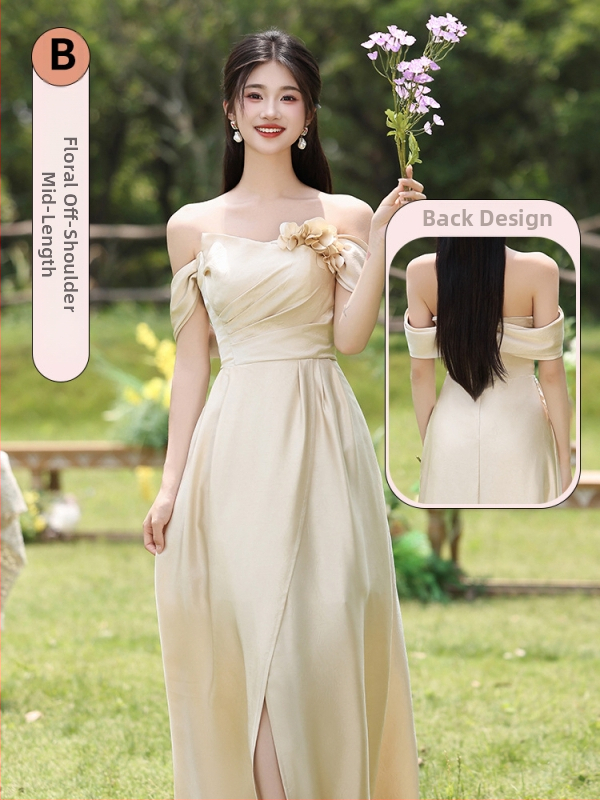 Pamergės suknelė šviežio ir saldaus stiliaus, be rankovių, juosmens linija viduryje, Mercerizuotas poliesterio audinys