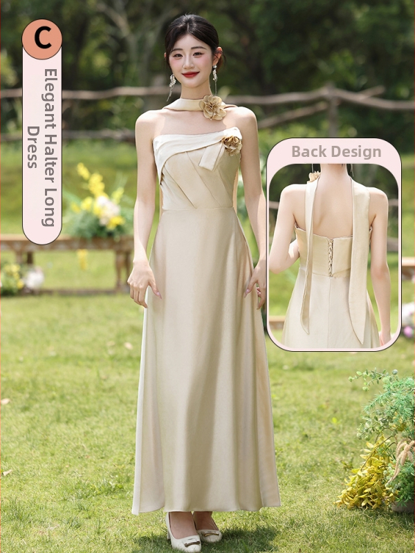 Pamergės suknelė šviežio ir saldaus stiliaus, be rankovių, juosmens linija viduryje, Mercerizuotas poliesterio audinys