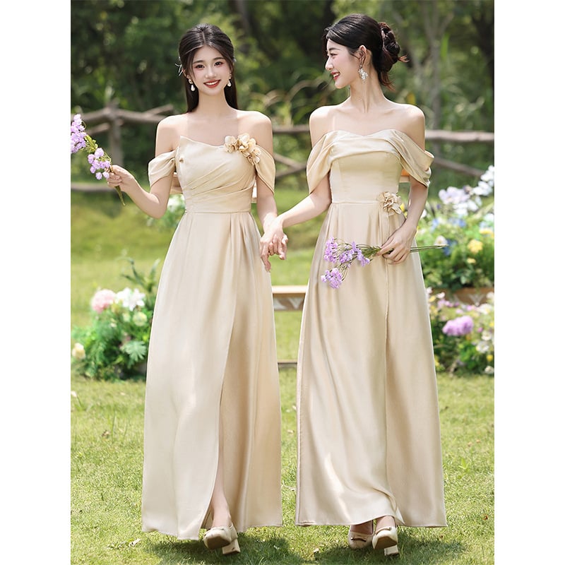 Pamergės suknelė šviežio ir saldaus stiliaus, be rankovių, juosmens linija viduryje, Mercerizuotas poliesterio audinys