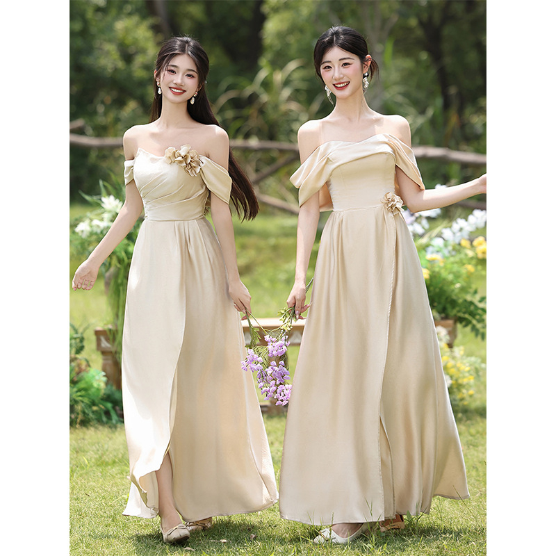 Pamergės suknelė šviežio ir saldaus stiliaus, be rankovių, juosmens linija viduryje, Mercerizuotas poliesterio audinys