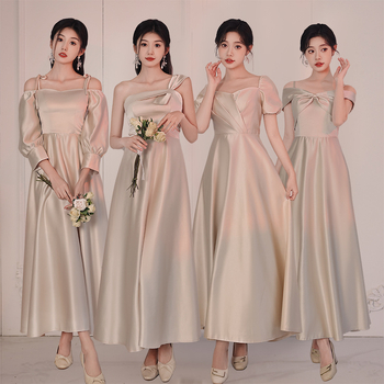 Jaunosios palydos suknelė, ilga, satinas, pavasario–vasaros 2024