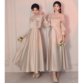 Jaunosios palydos suknelė, ilga, satinas, pavasario–vasaros 2024