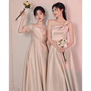 Jaunosios palydos suknelė, ilga, satinas, pavasario–vasaros 2024