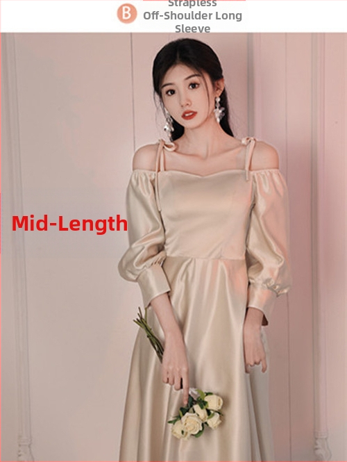 Jaunosios palydos suknelė, ilga, satinas, pavasario–vasaros 2024