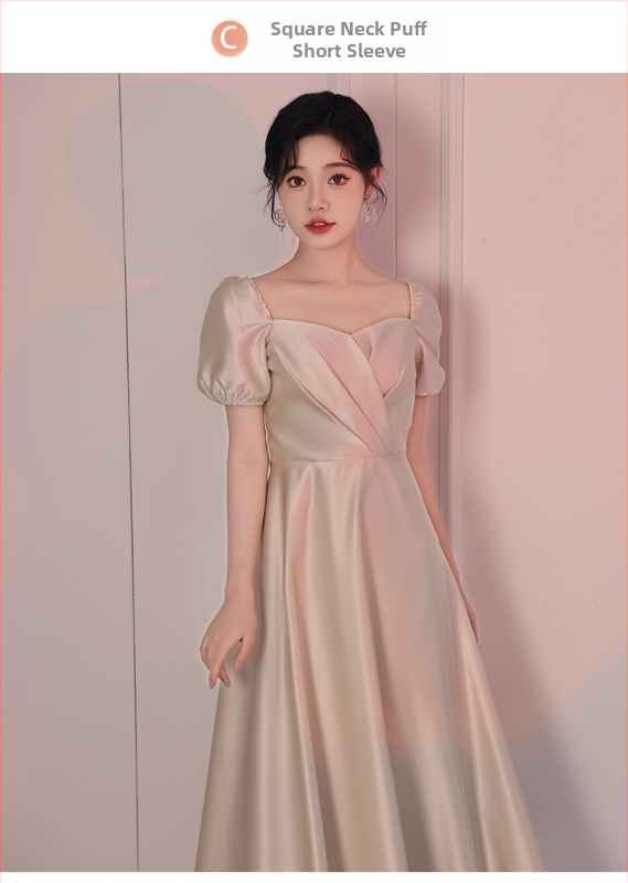 Jaunosios palydos suknelė, ilga, satinas, pavasario–vasaros 2024